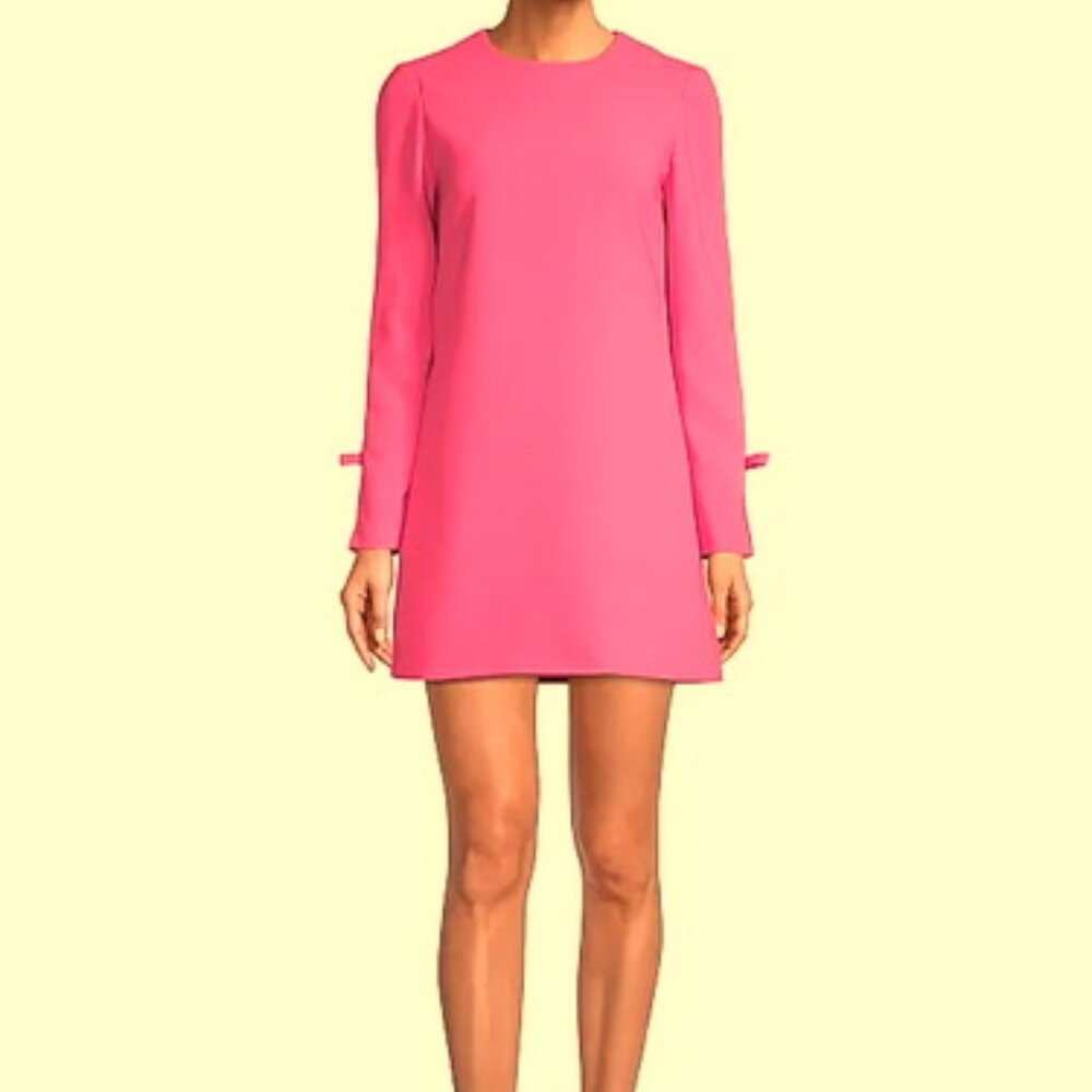 Sachin & Babi Rose Pink Lily Long-Sleeve Bow Accents Shift Dress